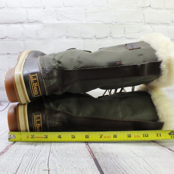 LL Bean Rangeley Green Leather Waterproof Insulated Tall Pac Boots Size 7 M - Picture 7 of 9
